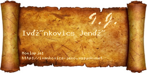 Ivánkovics Jenő névjegykártya